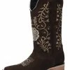 Guadalajara Western Wear White Diamond Brown/Cream Floral Square Toe Women Boot