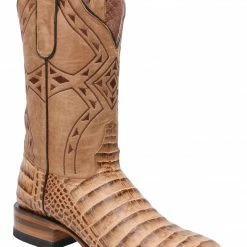 Guadalajara Western Wear White Diamond Caiman Belly Print Square Toe Men's Boots - Orix