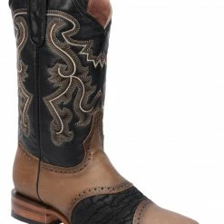 Guadalajara Western Wear White Diamond Bull Shoulder Square Toe Men's Boots - Black