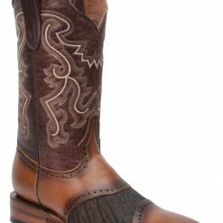 Guadalajara Western Wear White Diamond Bull Shoulder Square Toe Men's Boots - Brown
