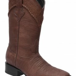 Guadalajara Western Wear White Diamond Bull Shoulder Wide Square Toe Men's Boots - Brown
