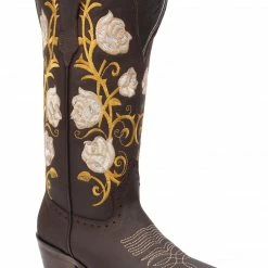 Guadalajara Western Wear White Diamond Brown Square Toe Women Boot
