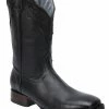 Guadalajara Western Wear White Diamond Deer Imitation Wide Square Toe Men's Boots - Black