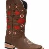 Guadalajara Western Wear White Diamond Suede Cafe Oscuro Square Toe Women Boot