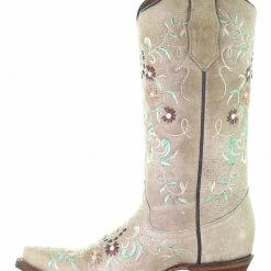 Guadalajara Western Wear Circle G By Corral Women's Sand & Flower Embroidery Snip Toe Boot