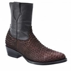 Guadalajara Western Wear White Diamond Python Brown Men's J Toe Ankle Boot