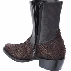 Guadalajara Western Wear White Diamond Python Brown Men's J Toe Ankle Boot