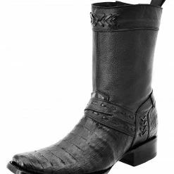 Guadalajara Western Wear White Diamond Men's Caiman Belly Black Dubai Ankle Boot