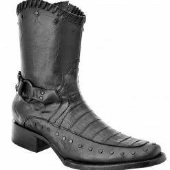 Guadalajara Western Wear White Diamond Men's Caiman Belly Black Dubai Ankle Boot