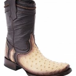 Guadalajara Western Wear White Diamond Men's Avestruz Bone Dubai Ankle Boot