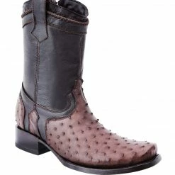 Guadalajara Western Wear White Diamond Men's Avestruz Brown Dubai Ankle Boot