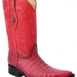 Guadalajara Western Wear White Diamond Caiman Belly Red Men's J Toe Boots