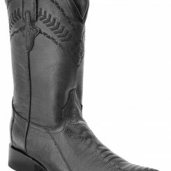 Guadalajara Western Wear White Diamond Pata De Avestruz Black Men's 3x Toe Boots