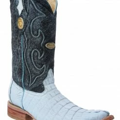 Guadalajara Western Wear White Diamond Caiman Baby Blue Men's 3x Toe Boots