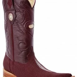 Guadalajara Western Wear White Diamond Wine Stingray 3x Toe Men's Boot