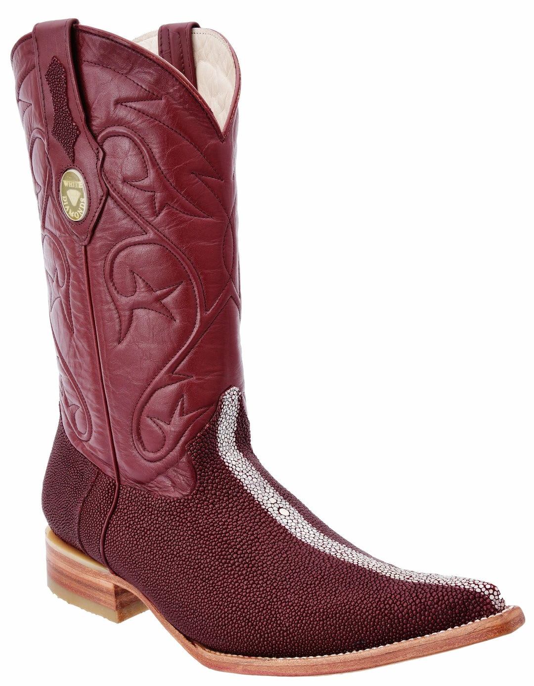 Guadalajara Western Wear White Diamond Wine Stingray 3x Toe Men's Boot 3 Guadalajara Western Wear White Diamond Wine Stingray 3x Toe Men's Boot