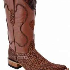 Guadalajara Western Wear White Diamond Bull Shoulder 3x Toe Men's Boots - Cognac
