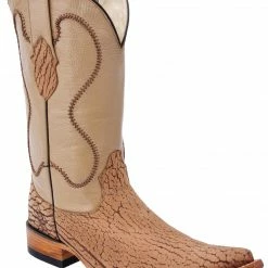 Guadalajara Western Wear White Diamond Bull Shoulder 3x Toe Men's Boots - Sand