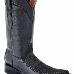 Guadalajara Western Wear White Diamond Bull Shoulder 3x Toe Men's Boots - Black
