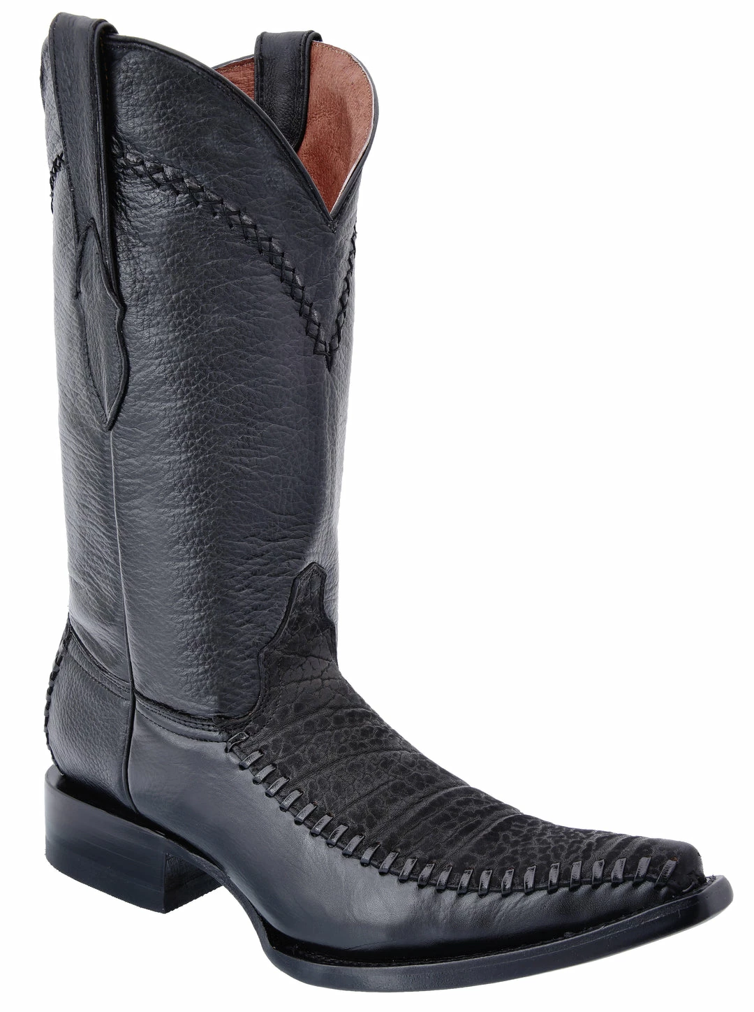 Guadalajara Western Wear White Diamond Bull Shoulder 3x Toe Men's Boots - Black 3 Guadalajara Western Wear White Diamond Bull Shoulder 3x Toe Men's Boots - Black