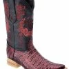 Guadalajara Western Wear White Diamond Caiman Belly Glaseado Men's 3x Toe Boots - Red / Black
