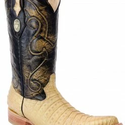 Guadalajara Western Wear White Diamond Caiman Belly Glaseado Men's 3x Toe Boots - Gold / Black