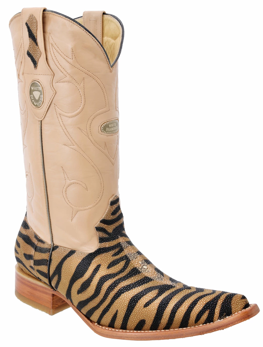 Guadalajara Western Wear White Diamond Stingray 3x Toe Men's Boot - Orix Zebra 3 Guadalajara Western Wear White Diamond Stingray 3x Toe Men's Boot - Orix Zebra