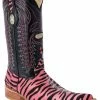 Guadalajara Western Wear White Diamond Stingray 3x Toe Men's Boot - Pink Zebra
