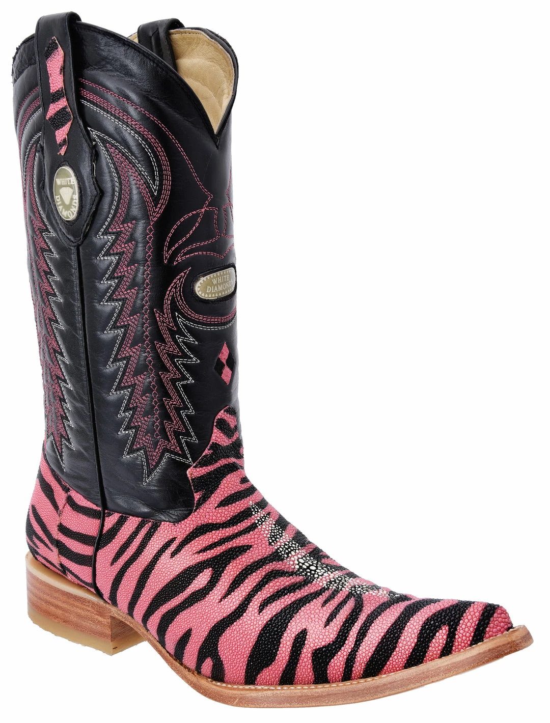 Guadalajara Western Wear White Diamond Stingray 3x Toe Men's Boot - Pink Zebra 3 Guadalajara Western Wear White Diamond Stingray 3x Toe Men's Boot - Pink Zebra