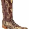 Guadalajara Western Wear White Diamond Caiman Men's 3x Toe Boots - Brown / Gold Glaseada