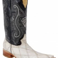 Guadalajara Western Wear White Diamond Caiman Men's 3x Toe Boots - Silver Glaseada