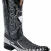 Guadalajara Western Wear White Diamond Caiman Print Men's 3x Toe Boots - Negro Brillo