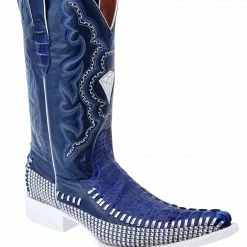 Guadalajara Western Wear White Diamond Caiman Print Men's 3x Toe Boots - Azul Brillo