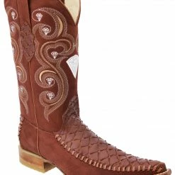 Guadalajara Western Wear White Diamond Bear Print 3x Toe Men's Boots - Cognac Tejida