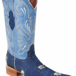 Guadalajara Western Wear White Diamond Mezclilla 3x Toe Men's Boots - Azul