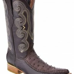Guadalajara Western Wear White Diamond Ostrich Print Men's 3x Toe Boots - Brown