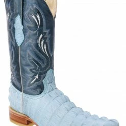 Guadalajara Western Wear White Diamond Caiman Imitation Men's 3x Toe Boots - Azul Cielo