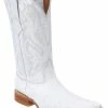 Guadalajara Western Wear White Diamond Avestruz Imitacion Men's 3x Toe Boots - Blanco
