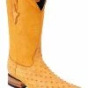 Guadalajara Western Wear White Diamond Avestruz Imitacion Men's 3x Toe Boots - Butter