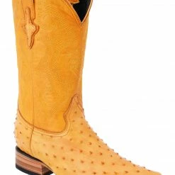 Guadalajara Western Wear White Diamond Avestruz Imitacion Men's 3x Toe Boots - Butter