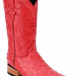 Guadalajara Western Wear White Diamond Avestruz Imitacion Men's 3x Toe Boots - Red