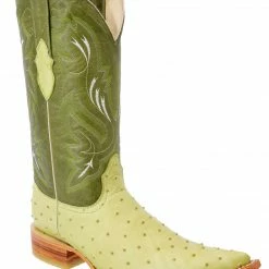 Guadalajara Western Wear White Diamond Avestruz Imitacion Men's 3x Toe Boots - Pistacho