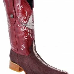 Guadalajara Western Wear White Diamond Mantarraya Imitacion 3x Toe Men's Boot - Wine