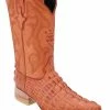 Guadalajara Western Wear White Diamond Caiman Imitation Men's 3x Toe Boots - Cognac