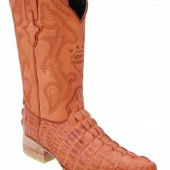 Guadalajara Western Wear White Diamond Caiman Imitation Men's 3x Toe Boots - Cognac