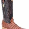 Guadalajara Western Wear White Diamond Caiman Men's Versace Toe Boots - Cognac / Black