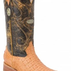 Guadalajara Western Wear White Diamond Caiman Men's Versace Toe Boots - Butter / Black