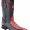 Guadalajara Western Wear White Diamond Caiman Men's Versace Toe Boots - Red / Black