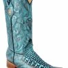 Guadalajara Western Wear White Diamond Caiman Men's Versace Toe Boots - Turquoise