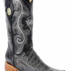 Guadalajara Western Wear White Diamond Caiman Men's Versace Toe Boots - Black